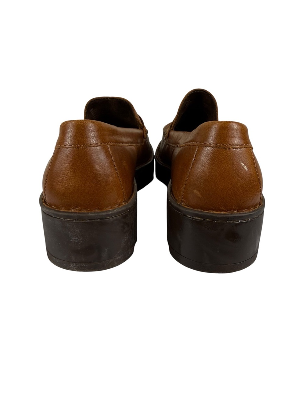 Born Carrera Brown Leather Lug Sole Platform Penny Loafers Sz 9 - Picture 5 of 7